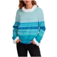 thumbnail image 2 of Aobny Blue Birthday Outfits for Women Sweatshirt Long Sleeve Fleece Pullover Crew Neck Gradient Birthday Shirt,XXL, 2 of 5