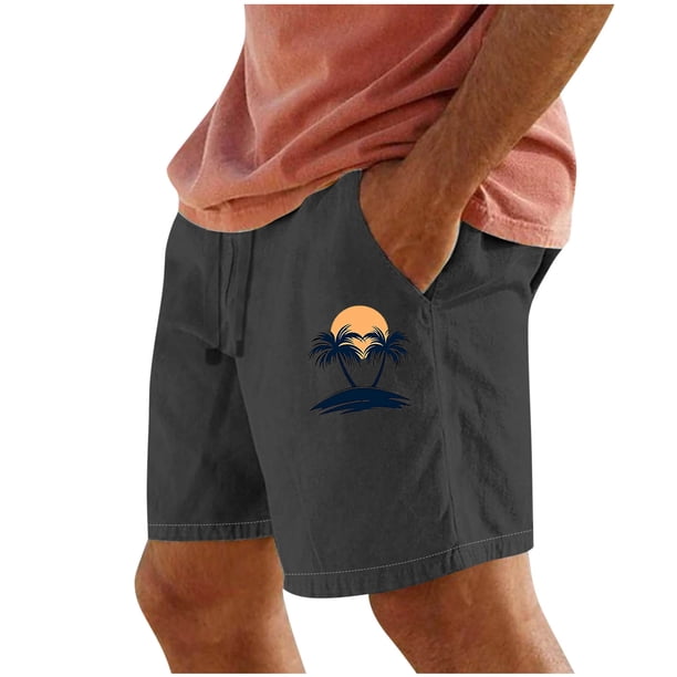 Pantalones Cortos para Hombre de Cintura Elástica con Bolsillos Impresos Pantalones Cortos Rectos, Pantalones Deportivos Casuales con Cintura Elástica