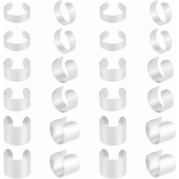 30Pcs 3 Sizes Stainless Steel Adjustable Cuff Rings Metal Open Finger Rings Wide Band Rings for Women Men Simple Finger Ring Jewelry 6/10/15mm Wide 304 Stainless Steel
