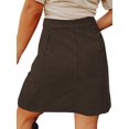 thumbnail image 3 of Grianlook Women Corduroy A-line Slim fit Button Casual Mini Skirt Casual Solid Color Mini Skirts With Pockets Work High Waist Skirt Brown M, 3 of 3