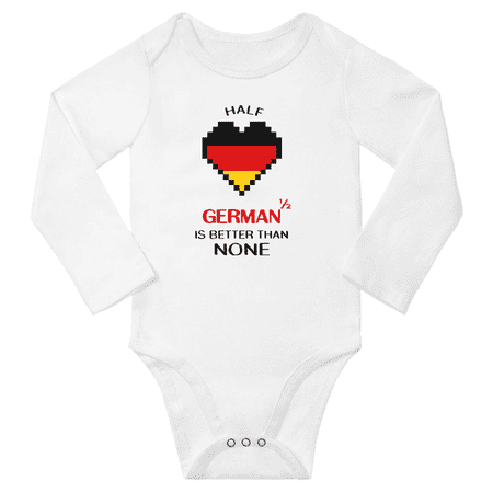 

1/2 Half German is Better Than None Cute Baby Long Slevve Bodysuit Outfits (White 6-12 Months)