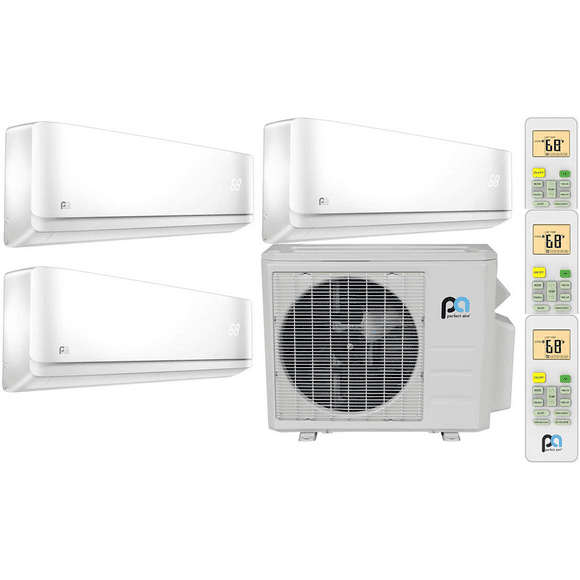 Perfect Aire 27,000 BTU Multi-Zone Mini-Split AC/Heat Pump Outdoor Unit (3PAMSH27-MZO3) With 9,000 BTU (3PAMSHH09-UVW) & Two 12,000 BTU (3PAMSHH12-UVW) Indoor Air Handler Units