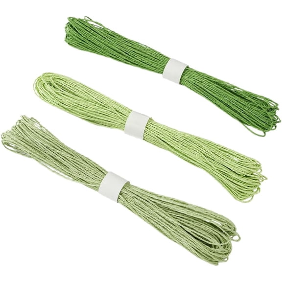 3 Bundles 98.4 Yards Green Paper Rope Raffia Paper Ribbon Handmade Colorful Twist Wrapping Twine Craft Cord String Ribbons for DIY Crafts Party Jewelry Gift Packing Decoration for diy