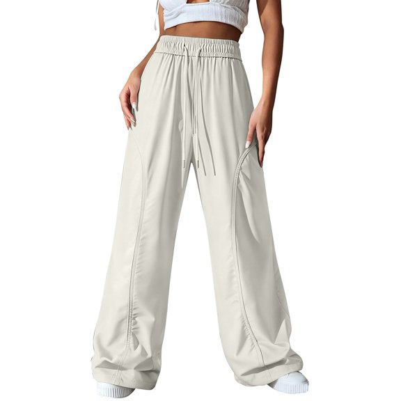 MEICHEN Summer Essentials Fashion Clothing for Women Women Elastic Waisted Parachute Hiking Pants with Pockets Water Lightweight Pants Casual Pants for Women