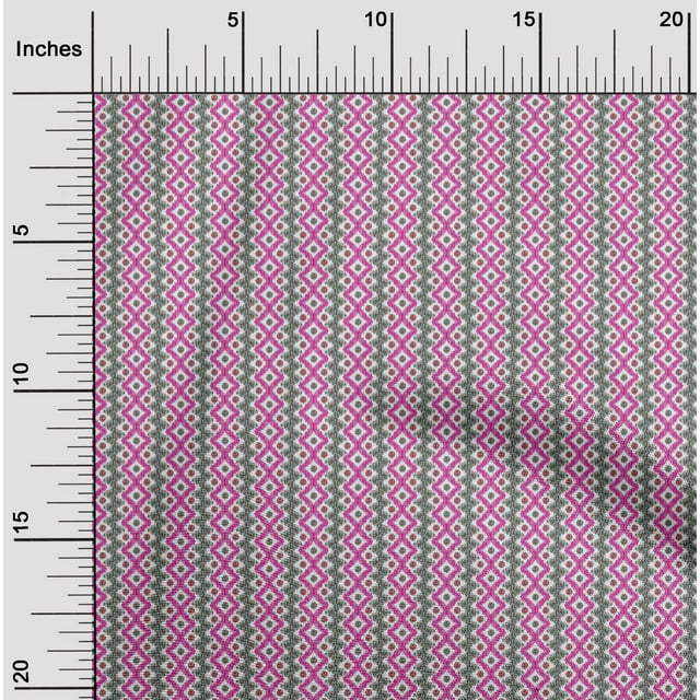 oneOone Tissu Viscose Georgette Imprimé Ikat Diamant & Chevron BTY 42 Pouces de Large