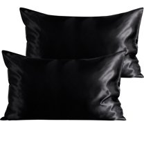 Organictune 12 Pack Silky Satin King Pillowcases for Hair and Skin, Super Soft and Cooling Pillow Cases with Envelope Closure, 20x36 Inches, Black