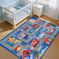 thumbnail image 5 of Kids Carpet Playmat Rug 78.7"x59" Blue, Non-Slip City Road Map Car Play Rug for Playroom Bedroom Boys, 5 of 6