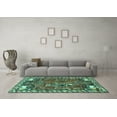 thumbnail image 3 of Ahgly Company Machine Washable Indoor Rectangle Animal Turquoise Blue Traditional Area Rugs, 5' x 7', 3 of 4