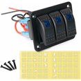 thumbnail image 1 of 3 Gang Aluminum Panel Toggle Dash 5 Pin ON/Off Pre-Wired Rocker Switch for Automotive Car Marine Boat, 1 of 7