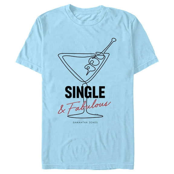 Men's Sex and the City Carrie Single and Fabulous  Graphic Tee Light Blue X Large
