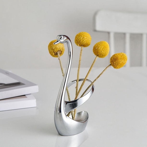Soporte de adorno de almacenamiento de cisne creativo Cepillo de maquillaje funciones Lápiz de cejas Estante Dormitorio Plata 1 perfecl Almacenamiento de escritorio