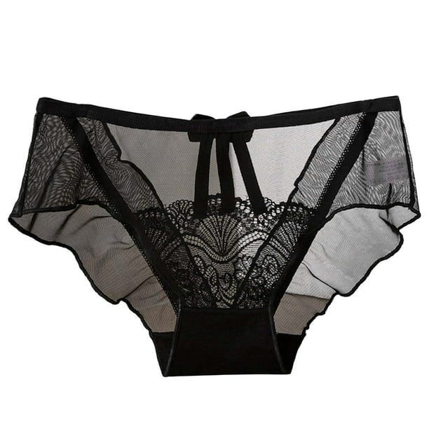 Gibobby Panty sexy Ajuste Ropa interior para mujer Sexy No Show Bikini Bragas Encaje Ladies High Cut Hipster (Negro, M)