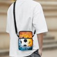 thumbnail image 3 of FUIALDOLG Crossbody Shoulder Bag with Fire Water Soccer Pattern, Polyester Adjustable Crossbody Purse for Unisex Travel and Daily Shopping, 3 of 8