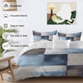 thumbnail image 3 of Abstract Color Stitching Duvet Cover Set King Size, Blue Brown Graffiti 4 Piece Soft Microfiber Bedding Set with 1 Duvet Cover, 1 Flat Sheet, 2 Pillowcases, 3 of 9
