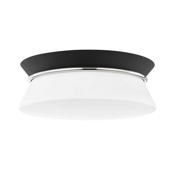 -2 Light Flush Mount in Transitional Style-12.75 inches Wide By 5 inches High-Polished Nickel/Black Finish Bailey Street Home 735-Bel-4366019