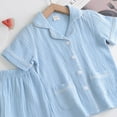 thumbnail image 5 of WBQ Kids Toddler Baby Girl Boy Cotton Pajamas Set Short Sleeve Button Down Pajama Shirt Top+Shorts Bottoms Two Piece Sleepwear Outfits, 5 of 9