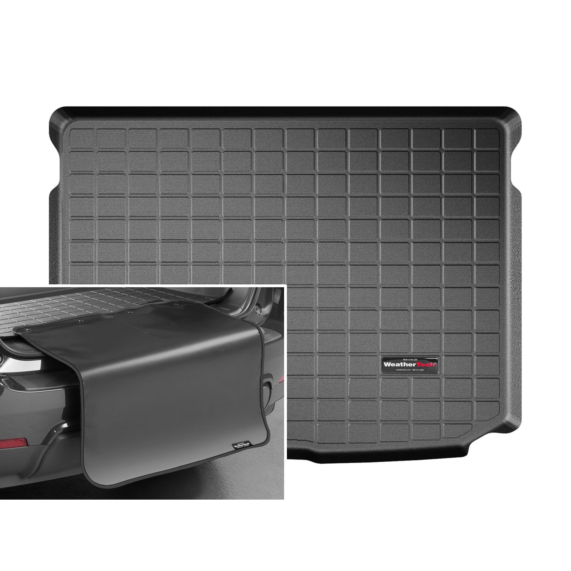 WeatherTech Cargo Trunk Liner with Bumper Protector compatible with 2016-2019 Audi A3 Sportback e-tron - Trunk With Bumper Protector Black