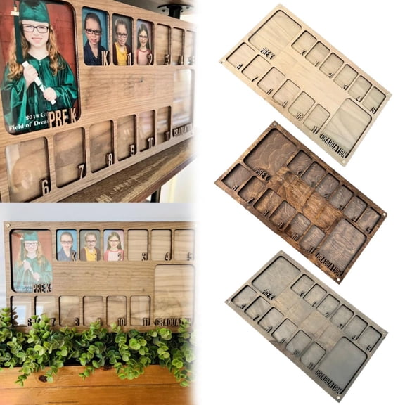 CoreLiving Graduation Picture Frame Collage Pre-K to 12th Grade Khaki 12x12 Mat Displays Twelve 4x6 Photos from Preschool through Senior Year Keepsake