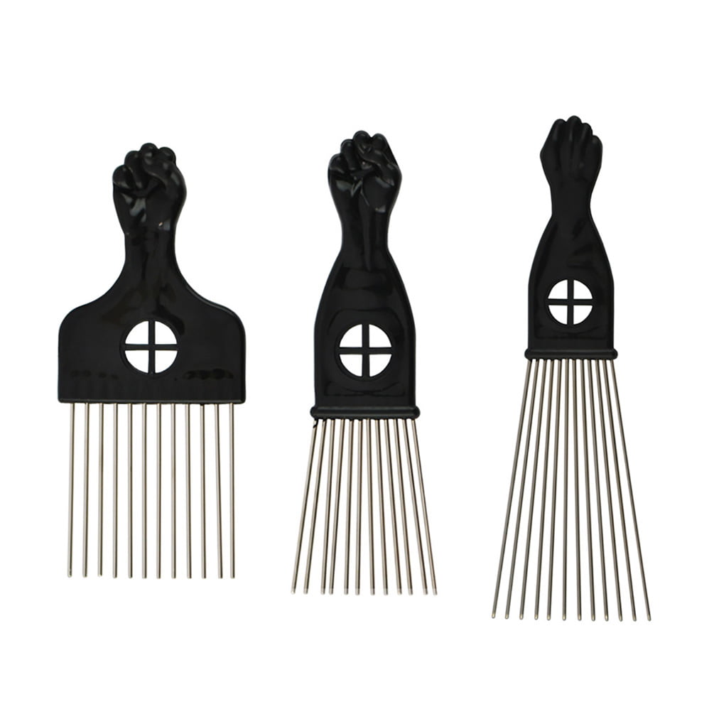 3 Pcs Metal Afro Comb Set Professional Hair Pick Combs Kit Practical ...