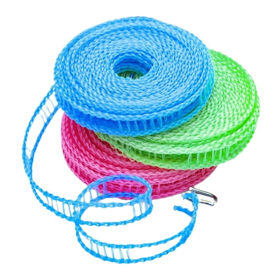 3 Pack Nylon Clothesline Windproof Clothes Drying Rope Travel Clothes Line Portable Laundry Line Hanger Rope for Indoor Outdoor Camping Home Hotel Random Color - 16.4 FT