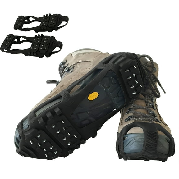TELOLY 24 Spikes Snow Grippers Ice Cleats for Boots and Shoes, Anti Slip 24 Teeth Stainless Steel Spikes, Safe Protect Crampons for Jogging Climbing Trekking Hiking, XL (8-11 men/9-12 women)