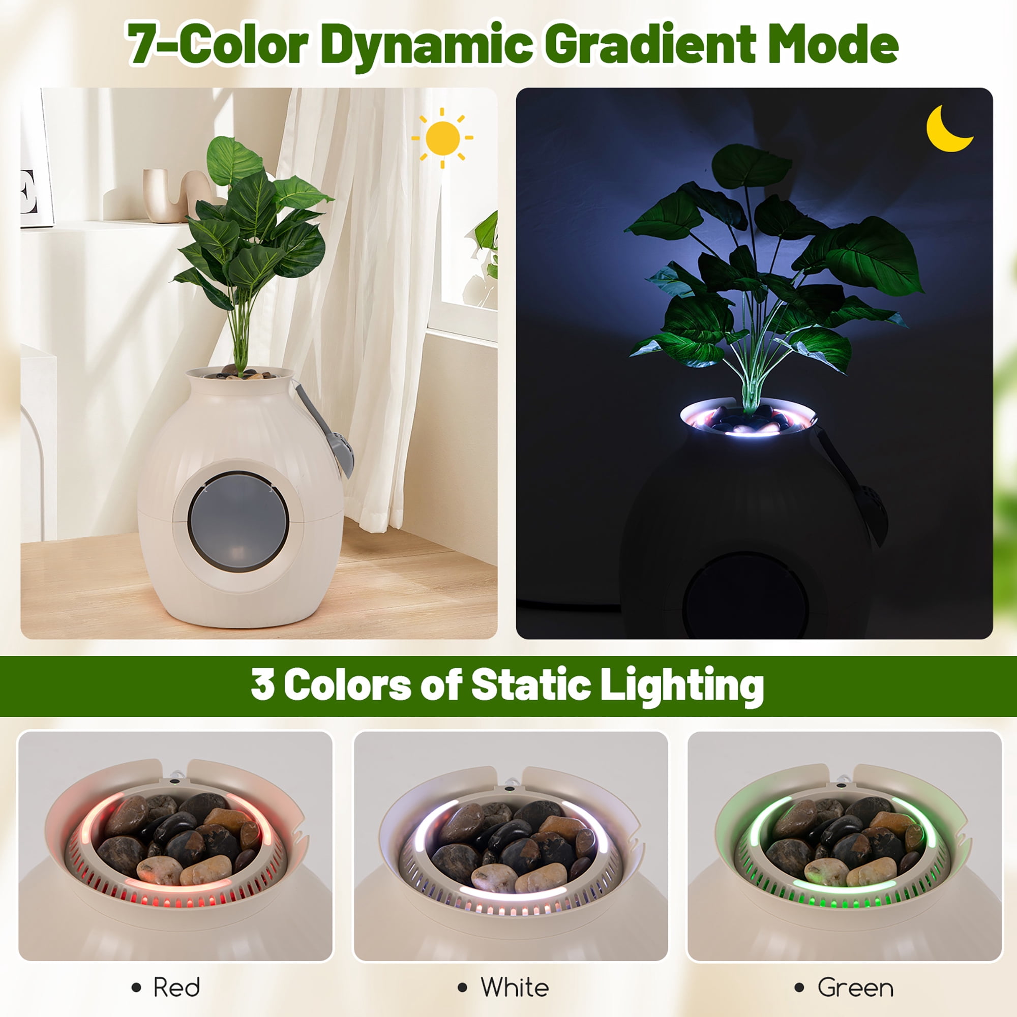 Gymax Plant Cat Litter Box w/ Smart Odor Removal Hidden Cat Litter Box Furniture