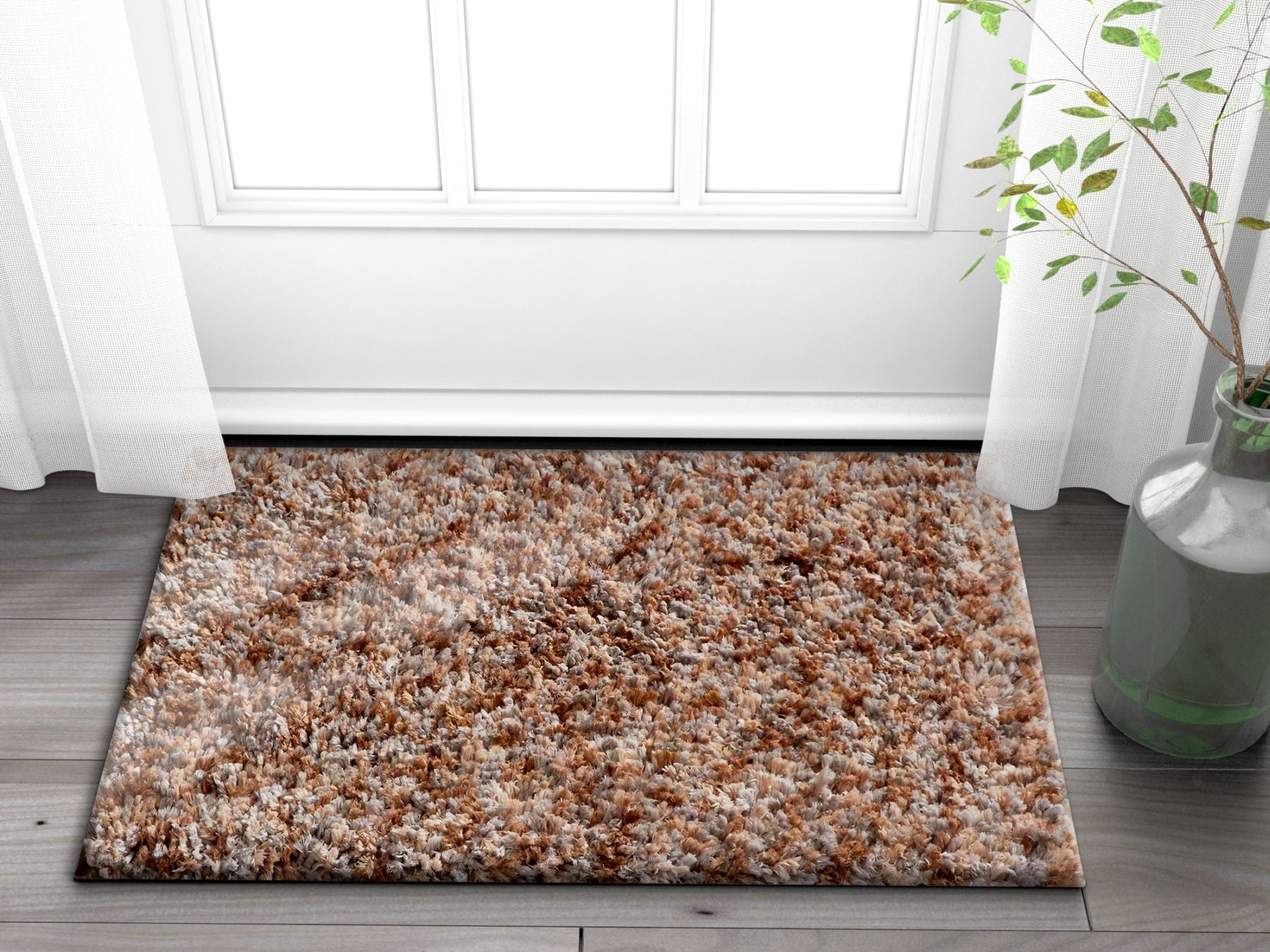 Well Woven Nomad Plain Modern Solid Thick Multi Beige 2' x 3' Doormat Accent Rug