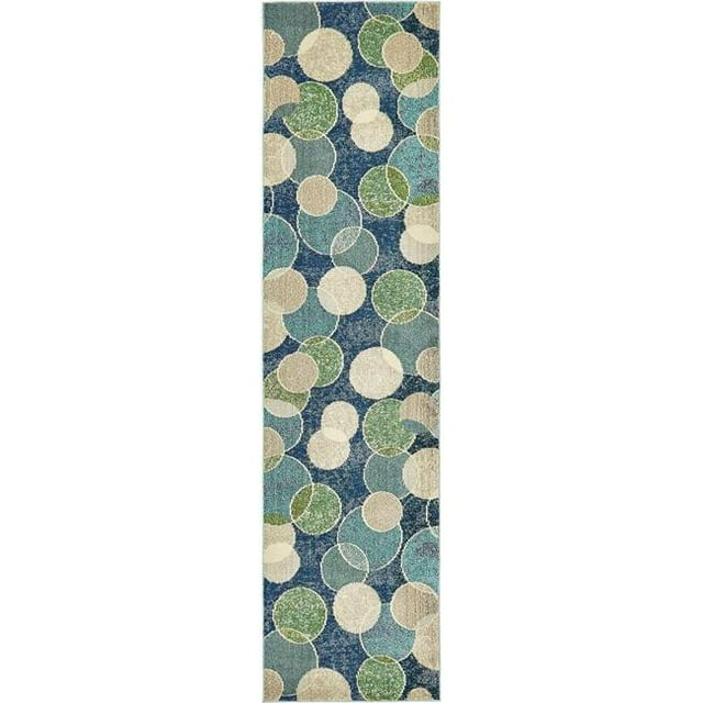 Unique Loom 3139836 2 Pi 7 Po x 10 Pi Tapis de Course Chromatique de Bord de Mer&44; Bleu Marine