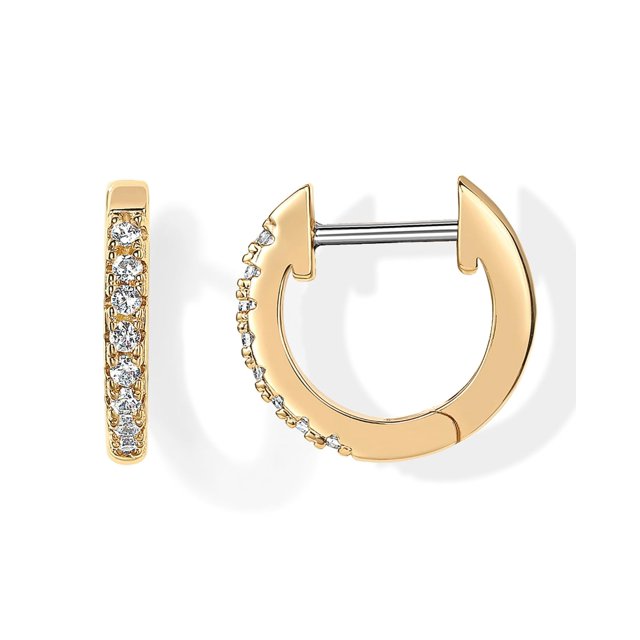 Pendientes PAVOI para mujer, chapados en oro amarillo de 14 quilates y circonitas