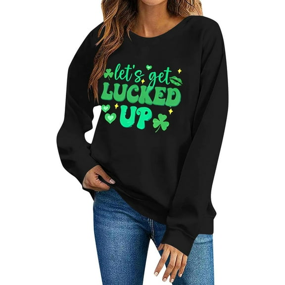 HongQid Women St. Patrick's Day Crewneck Sweatshirts Graphic Shirts Casual Long Sleeve Pullover Tee Tops