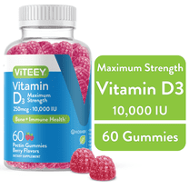 VITEEY Vitamin D3 Gummies 10,000 IU, Bone and Immune Support, Berry Flavor, 60 Ct