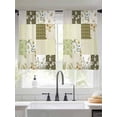 thumbnail image 2 of Spring Floral Sheer Curtains 54 Inch Length 2 Panels Set, Yellow Flowers Botanical Patchwork Grid Bohemia Voile Window Treatment Rod Pocket Short Kitchen Curtains Drapes for Bedroom 52"x54"x2, 2 of 7