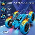 thumbnail image 2 of Hweilai Voiture Cascade Télécommandée 360°, Voiture RC 2.4 GHz, Double Face avec Télécommandes, Lumières de Roue, 4 Batteries, Voiture Tout-Terrain 4WD, 2 of 5