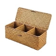 thumbnail image 2 of YWJLQH Basket with Lid Toiletry Stationery Sundries Toy Holder Container 3 Grids for Desktop Living Room Decor, 2 of 9
