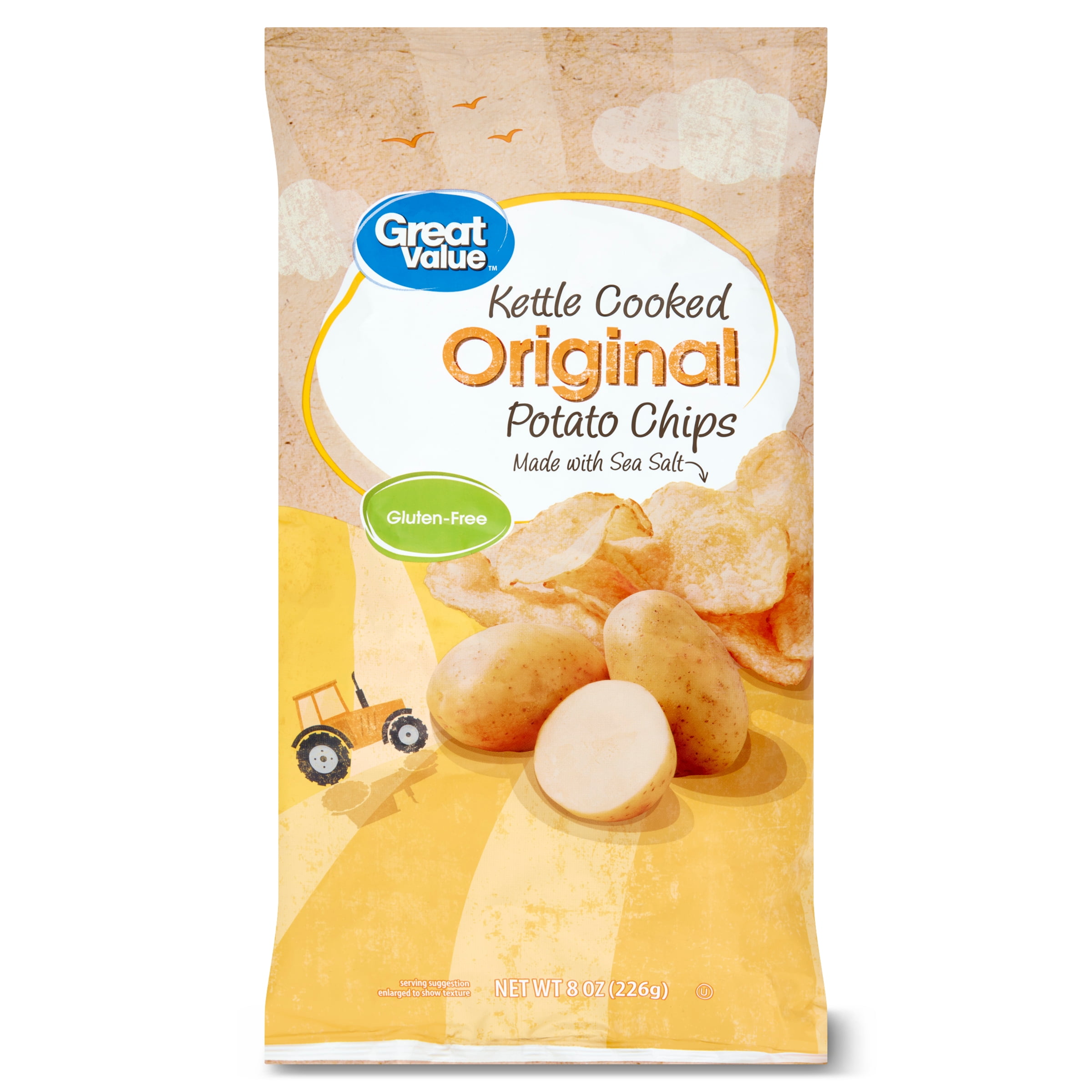 Great Value Kettle Cooked Original Potato Chips, 8 oz