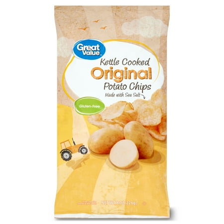 Great Value Kettle Cooked Original Potato Chips, 8 oz