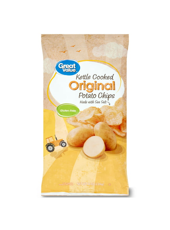 Great Value Kettle Cooked Original Potato Chips, 8 oz