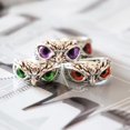 thumbnail image 4 of Osdhezcn Fashion Owl Eye Ring Owl Ring Multicolor Eyes Silver Color Men Women Rings, 4 of 15