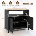 thumbnail image 3 of Costway Patio Rattan Storage Cabinet with Acacia Wood Countertop Open Shelf 2 Door Cabinet Black, 3 of 10