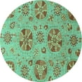 thumbnail image 1 of Ahgly Company Indoor Round Abstract Turquoise Blue Modern Area Rugs, 8' Round, 1 of 4