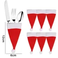 thumbnail image 1 of Juego de 10/1 portacubiertos navideños, minigorro de Papá Noel, tenedor, cuchillo, bolsa para vajilla, decoración para mesa de cena y fiesta navideña, 1 of 5