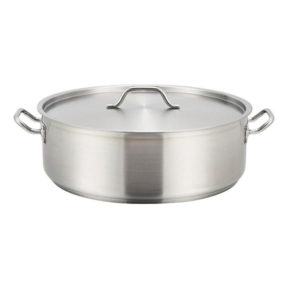 Stainless Steel Brazier Pan with Lid, 8 Quart - Professional Grade Cookware