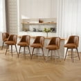 thumbnail image 2 of ANMINY Counter Height Bar Stools Set of 3, 26" Seat Height Upholstered Linen Fabric Swivel Barstools with Mid-Back Modern Chairs Island Stools for Home Bar Kitchen Pub, 2 of 12