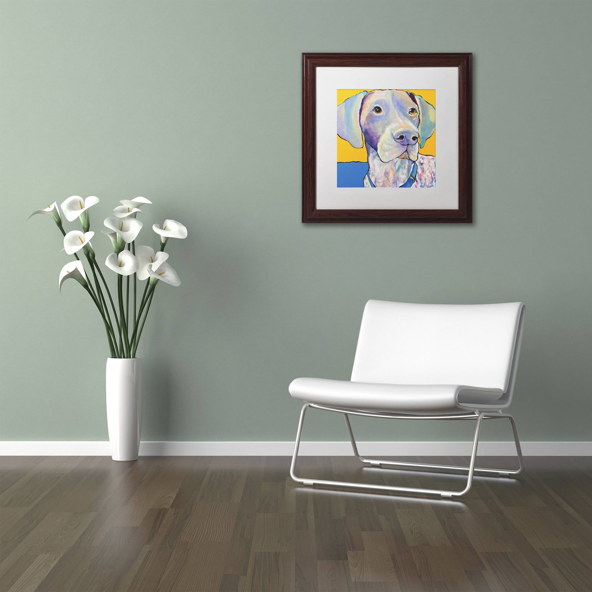 Trademark Fine Art "Blue" Canvas Art by Pat Saunders-White, White Matte, Wood Frame