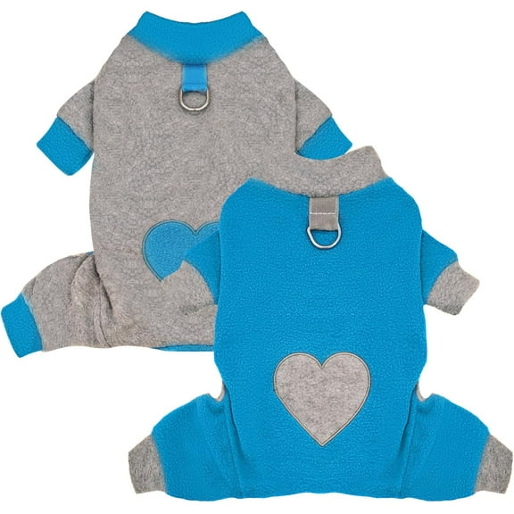 2 Pack Dog Pajamas Small Sized Dog Fleece Pajamas Cute Fleece Sweater Doggy Sweater Love Pattern Onesies for Dogs Pjs Small Clothes