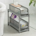 thumbnail image 3 of Boreal Craft 2 Tier Sliding Cabinet Organizer Purpose Large Capacity Kitchen Under Organizers And Storage Sponge Dish Hanger Dish Rack And Drainboard Set over 33 Dish Rack Counter Organizer Kitchen, 3 of 6