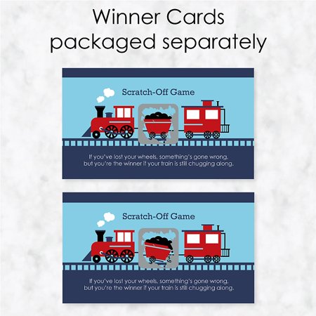 Big Dot of Happiness Railroad Party Crossing - Steam Train Birthday Party or Baby Shower Game Scratch Off Cards - 22 Count