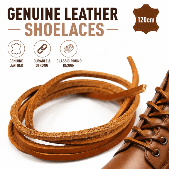 2Pcs Rawhide Leather Shoelaces Shoe Boot Laces Shoestrings Cord Rawhide Leather Square Shoelaces(Brown, 120cm)