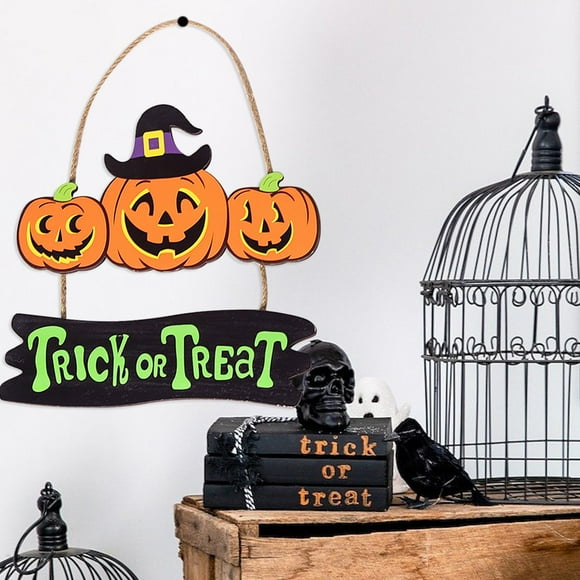 WHEANG Ornement Suspendu en Bois Citrouille Panneau d'Halloween pour Porte Panneau de Porte en Bois Halloween Panneau Mural en Bois Citrouille Gnomes Tranches de Bois Décorations de Festival Marque de Porte d'Entrée
