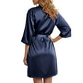 thumbnail image 6 of HNMKIU Women's Silk Robe for Women Strapless Nightgown and Robe Set Sexy Sleepwear for Home Navy,L, 6 of 8